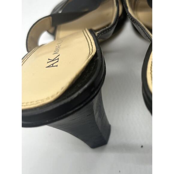 Anne Klein Machemist Stretch Sandal 8.5M Black Leather - Picture 6 of 10